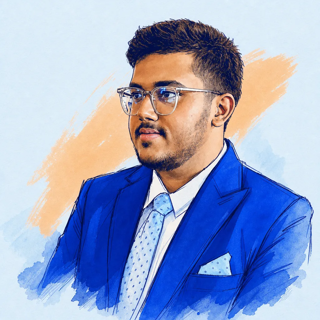 Illustrated portrait of Dev Arora
